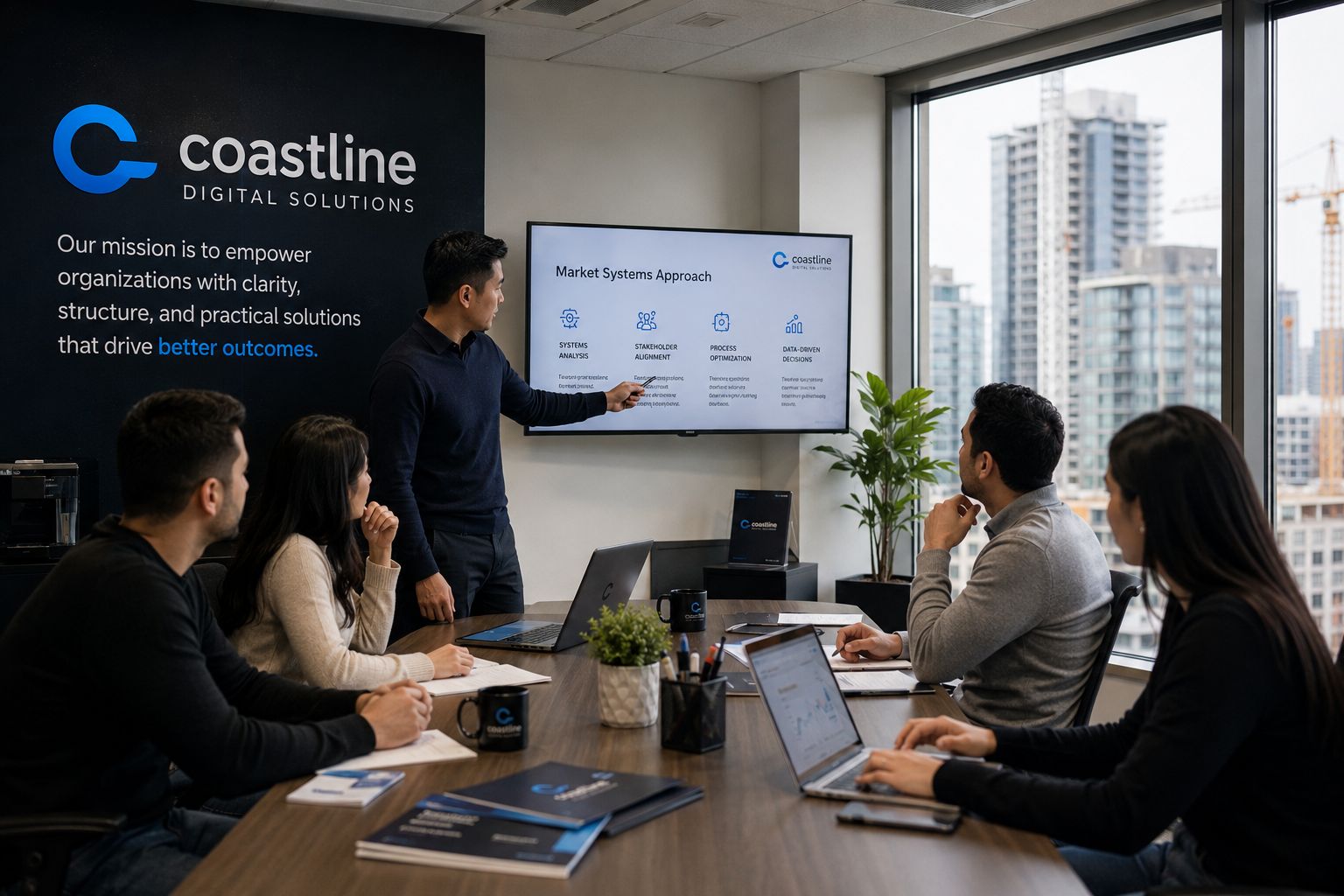 Coastline Digital Solutions training session — professionals in a modern boardroom
